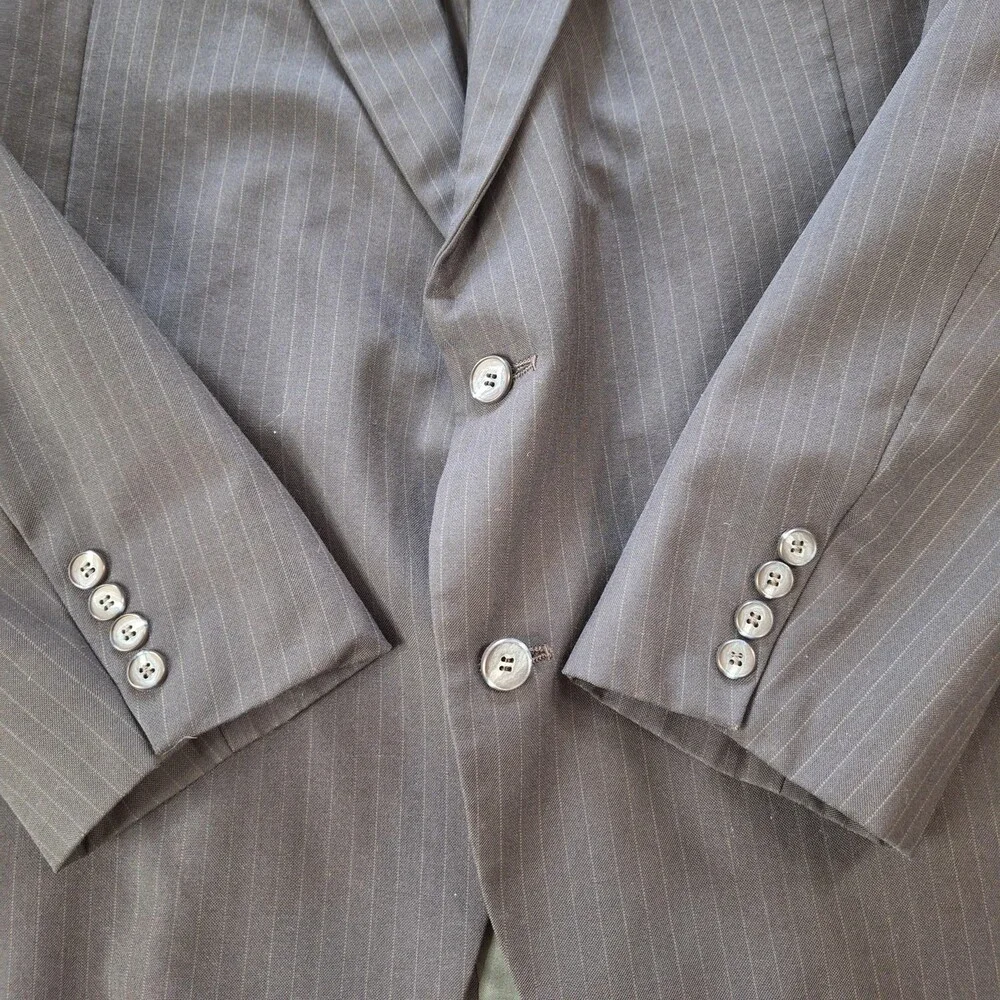 Vintage American Trend Suit Mens 50 41x28 Blue Stripe Single Vent 2 Btn 2 Piece